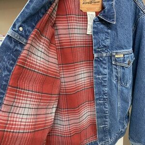 Levi's Blue Denim Jacket with Red Plaid Lining